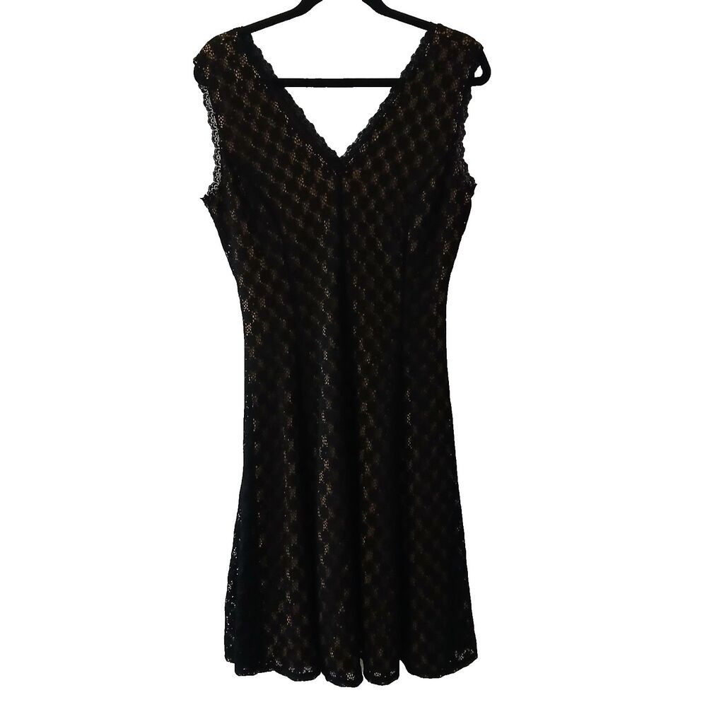 Marc Bouwer Women's Black Sleeveless Fit Flare Lace Party Cocktail Dress Medium